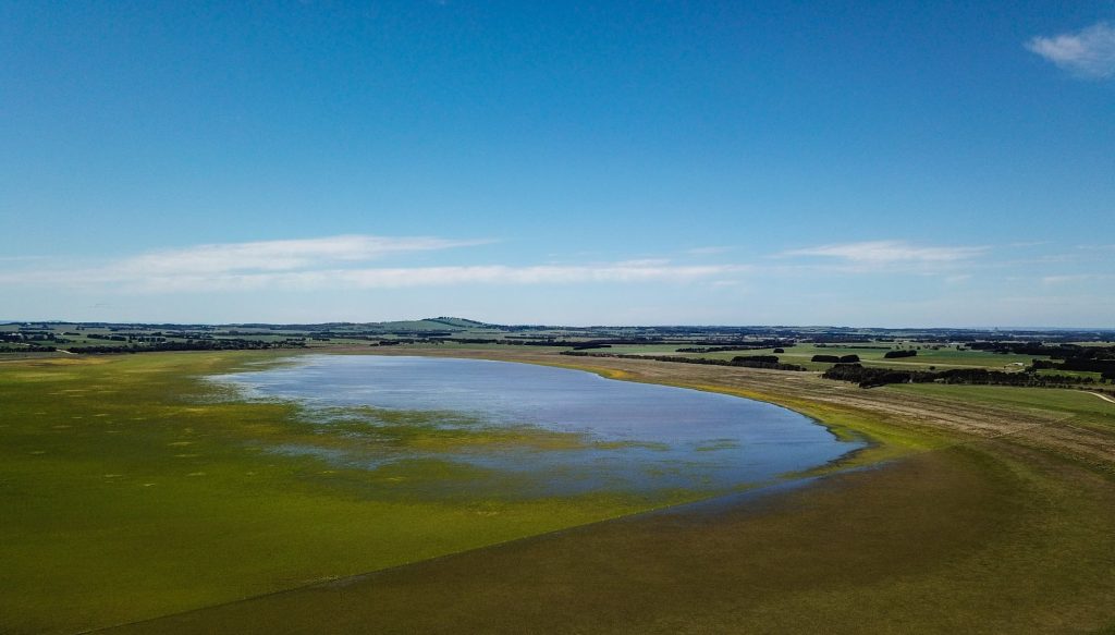 Aireal view drying season Lake Modewarre